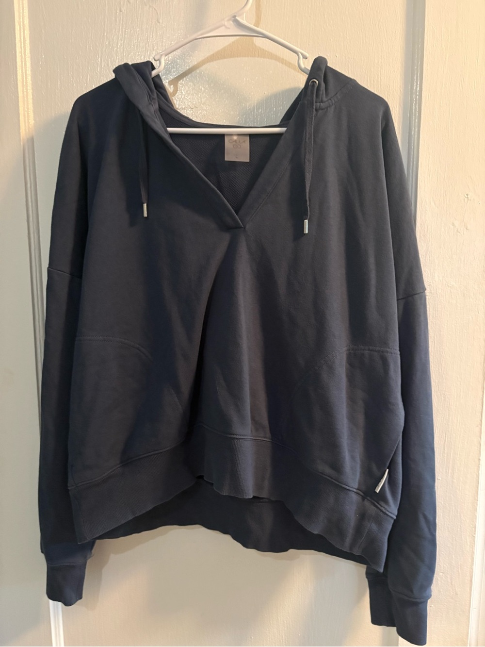 CALIA Women's Navy V-Neck Hooded Pullover Sweater